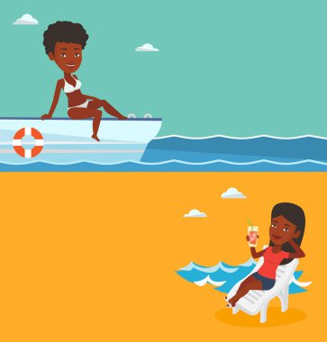 İki afiş metin için yer ile seyahat.