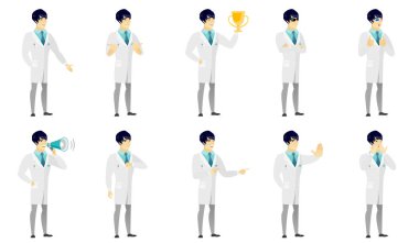 Vektör çizimleri doktor karakterlerle ayarla