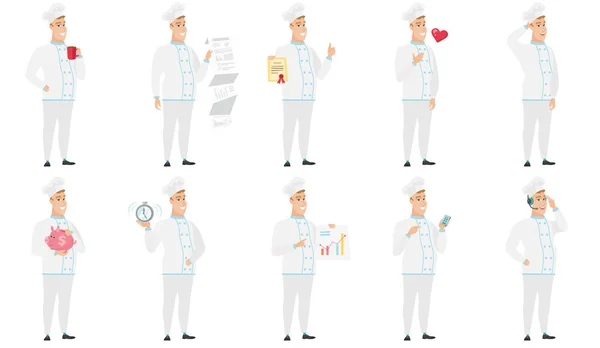 Conjunto vectorial de ilustraciones con personajes de chef . — Vector de stock