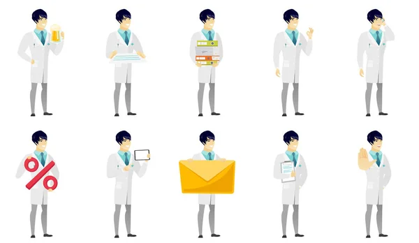 Vector set of illustrations with doctor characters — Stock Vector