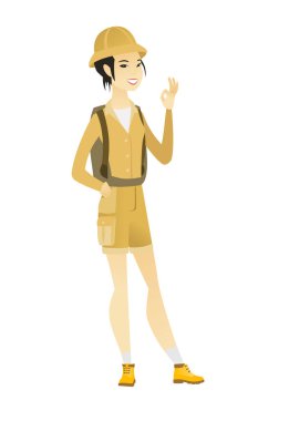 Gezgin ok işaret gösteren gülümseyen.