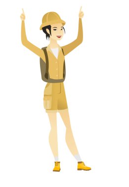 Gezgin ile ayakta kollarını kaldırdı.