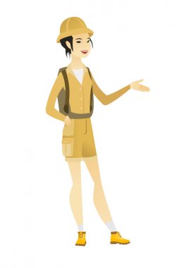 Gezgin kolu dışarı hoş bir jest olarak.