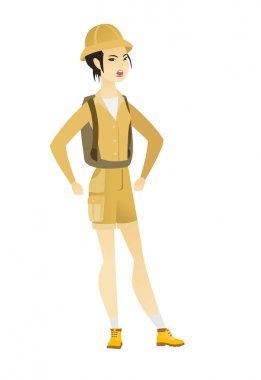 Genç Asyalı kızgın Gezgin çığlık.