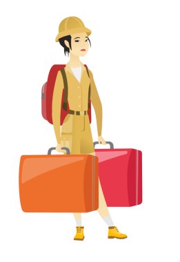 Hayal kırıklığına turist iki büyük çanta holding.