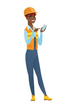 Bir cep telefonu tutan Afro-Amerikan Oluşturucu.