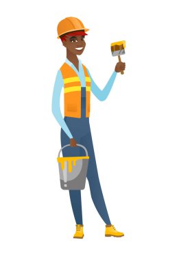 Ressam fırça ve boya kova.