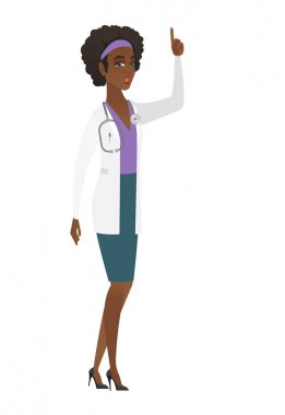 Açık ağız parmak işaret ile doktor.