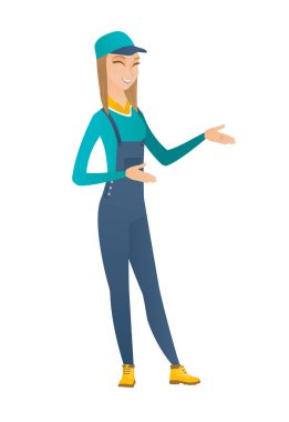 Genç Beyaz mutlu mekanik el hareketi.