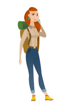 Gezgin kadın bir cep telefonu söz.