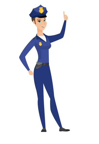 Caucasian policewoman pointing with her forefinger — Stock Vector