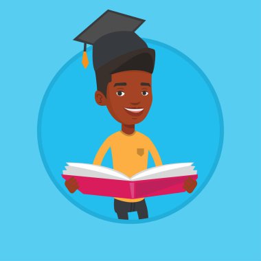 Eller vektör çizim kitap ile mezun.