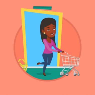 Dükkana ile arabası çalışan müşteri.