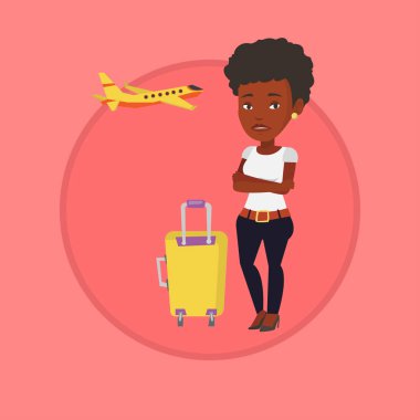 Genç kadın Uçuş korkusu acı.