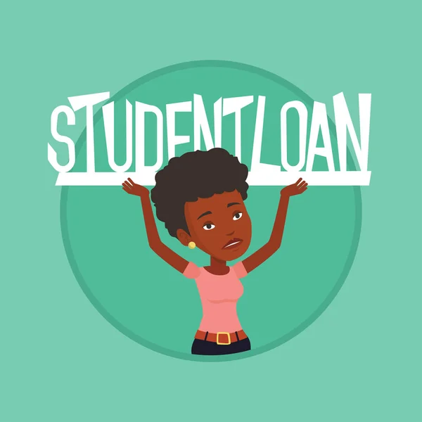 Žena držící projevem studentské půjčky. — Stockový vektor