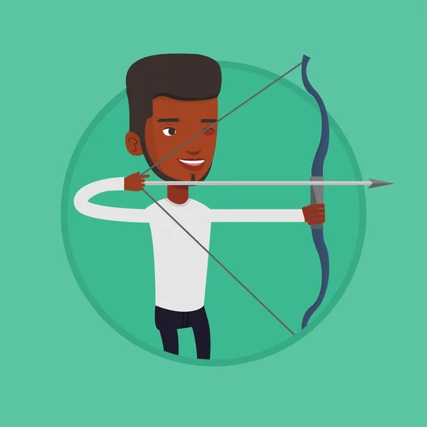 Archer training met de boog vectorillustratie. — Stockvector