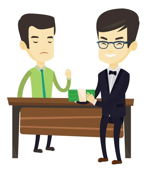 Uncorrupted business man refusing to take bribe. — Stock Vector