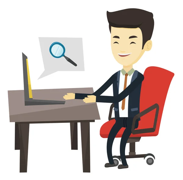 Business man searching information on internet. — Stock Vector