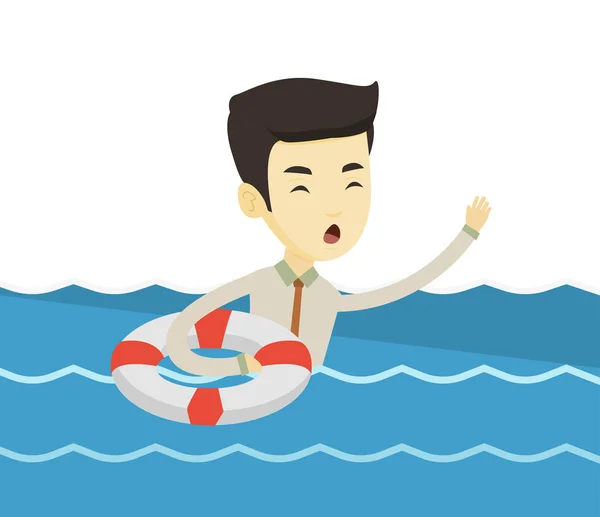 Business man sinking and asking for help. — Stock Vector