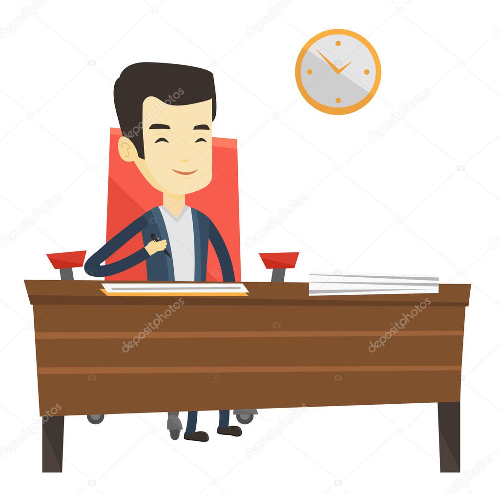 Signing of business documents vector illustration.