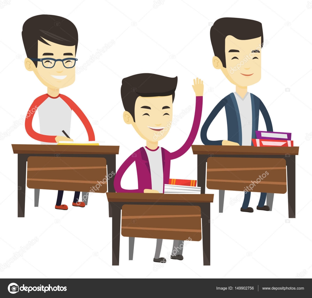 Student Raising Hand In Class For An Answer Stock Vector