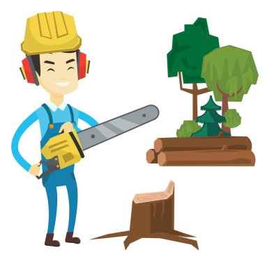 Oduncu chainsaw vektör çizim ile.