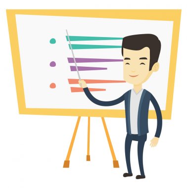 Öğretmen ya da öğrenci ayakta kurulu önünde.