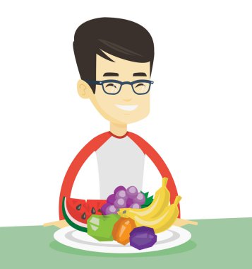 Adam taze meyve vektör çizim ile.