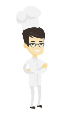 Kendine güvenen erkek şef aşçı geçti silah ile.