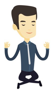 Lotus bulunduğu meditasyon iş adamı.