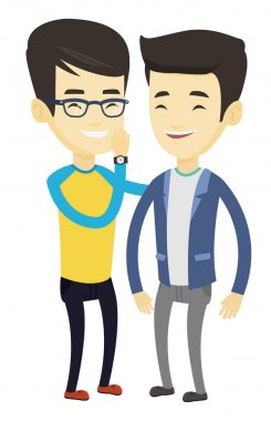 Bir adam için başka bir sırrını fısıldıyor.