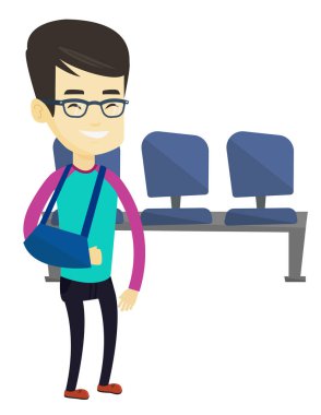 Yaralı adam kırık kol vektör çizim ile.