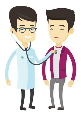 Doktor hastanın göğüs için dinleme.