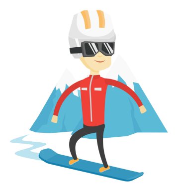 Genç adam snowboard vektör çizim.