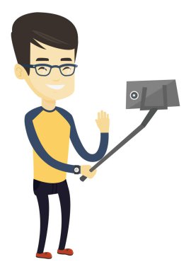 Adam selfie vektör çizim yapma.