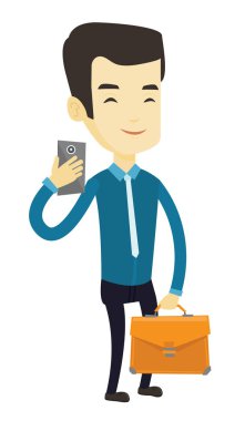 İş adamı selfie vektör çizim yapma.