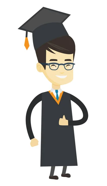 Graduate giving thumb up vector illustration. — Stock Vector