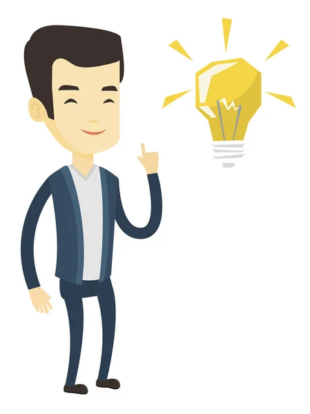 Student pointing at idea bulb vector illustration — Stock Vector
