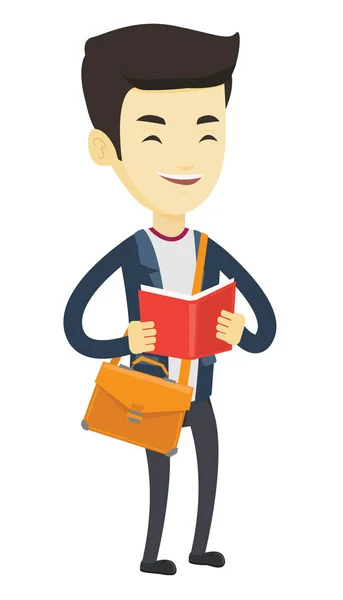 Student reading book vector illustration. — Stock Vector