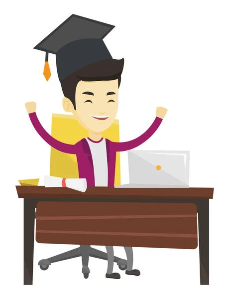 Student using laptop for education. — Stock Vector