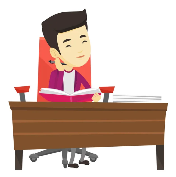 Student writing at the desk vector illustration. — Stock Vector