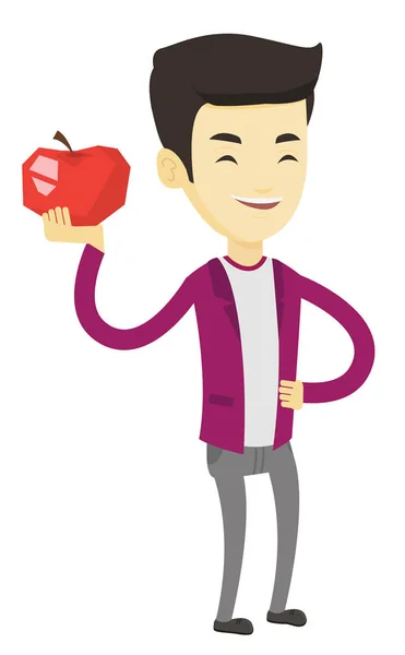 Młody człowiek trzyma jabłko ilustracja wektorowa. — Wektor stockowy