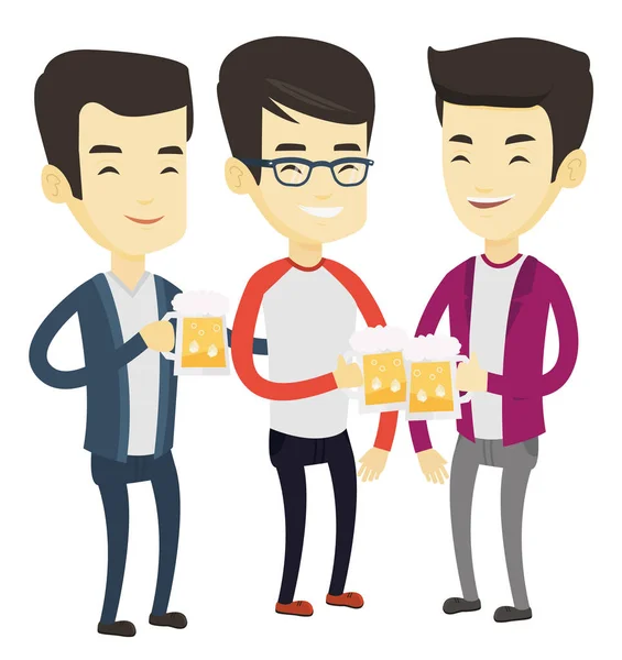 Group of friends enjoying beer at pub. — Stock Vector
