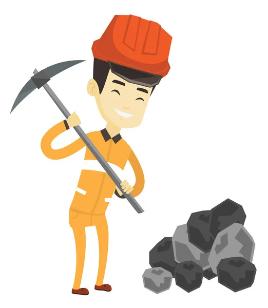 Minero trabajando con pickaxe vector ilustración . — Vector de stock