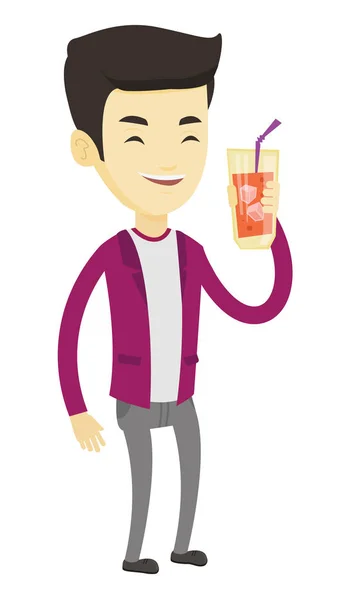 Hombre beber cóctel vector ilustración . — Vector de stock