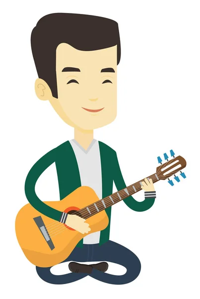 Homme jouant guitare acoustique vecteur illustration . — Image vectorielle