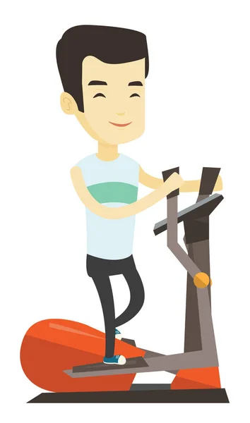 Man exercising on elliptical trainer. — Stock Vector