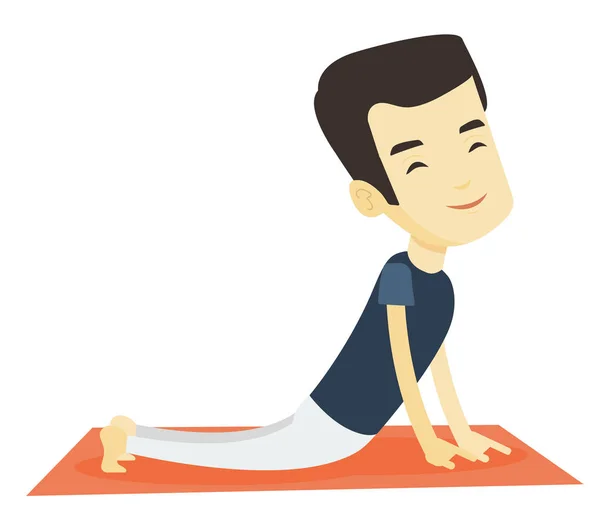Uomo che pratica yoga verso l'alto posa cane . — Vettoriale Stock