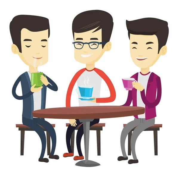 Grupo de hombres que beben bebidas calientes y alcohólicas . — Vector de stock