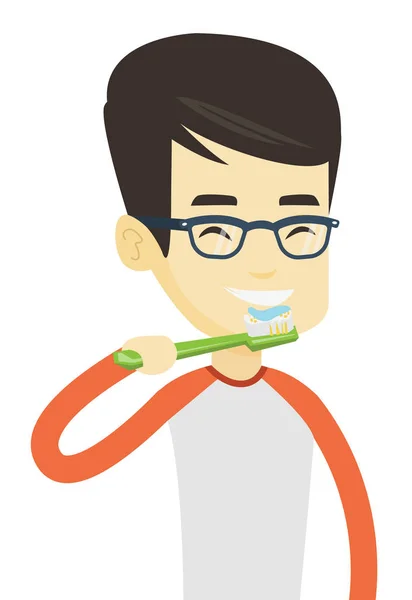 Uomo lavarsi i denti vettoriale illustrazione . — Vettoriale Stock